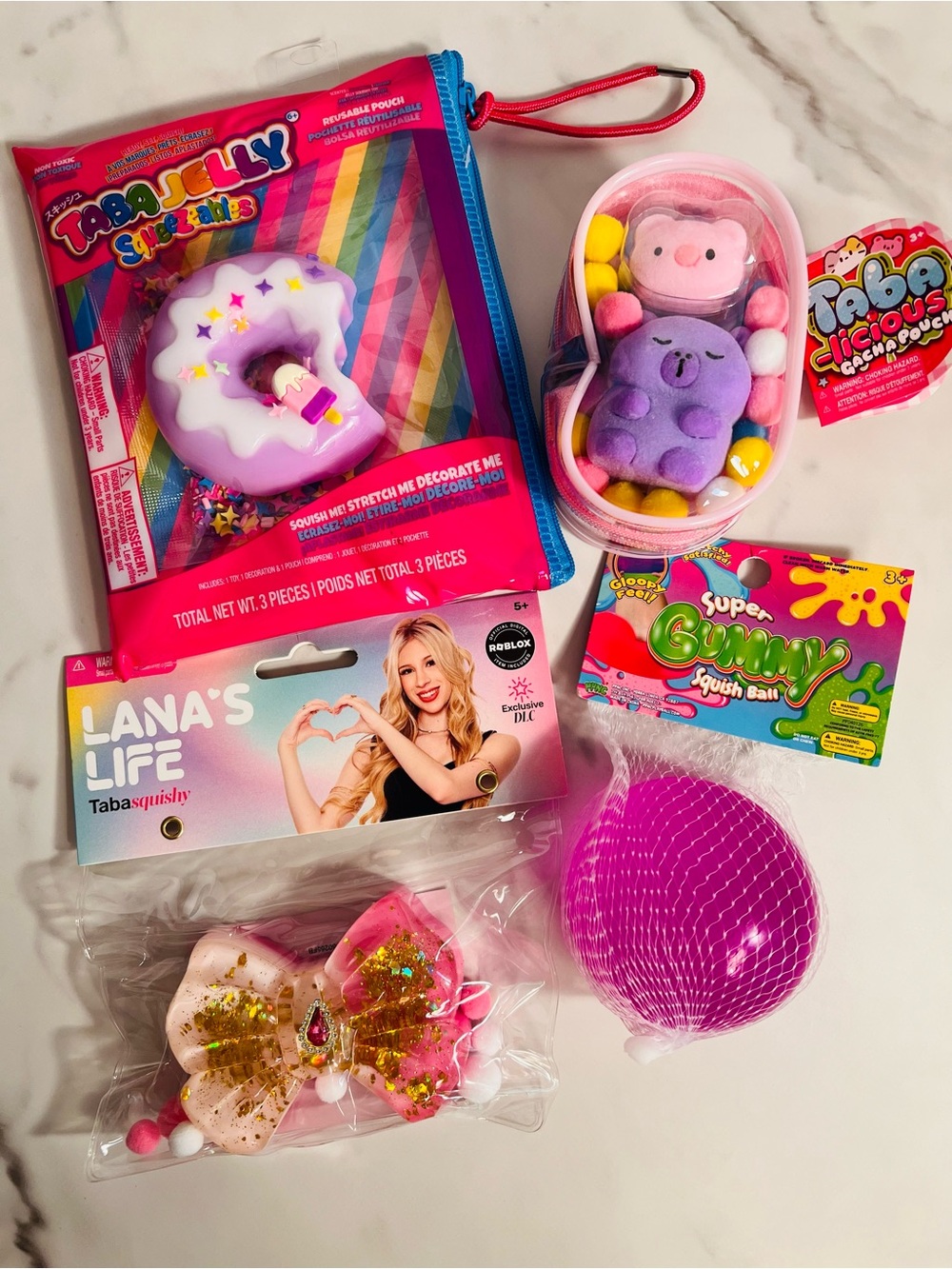 Super Gummy Squish Ball, Taba-Lucious Gachapouch, TabaJelly Donut, Lana’s Bow